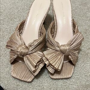 Loeffler Randall Eugina Dune Beige Pleated Bow Heels